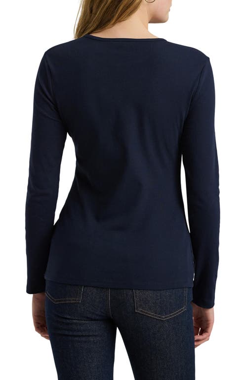 Shop Lauren Ralph Lauren Long Sleeve Cotton Blend Top In Lauren Navy