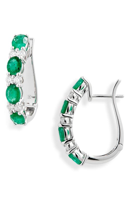 Valani Atelier Alternating Emerald & Diamond Hoop Earrings In White Gold/emerald/diamond