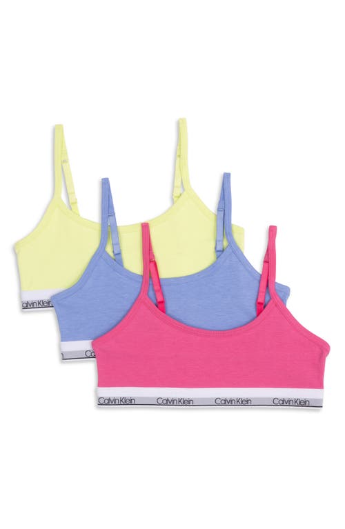 Calvin Klein Kids' Assorted 3-Pack Stretch Cotton Bralettes Shock Pink/Hydrangea/Energy at