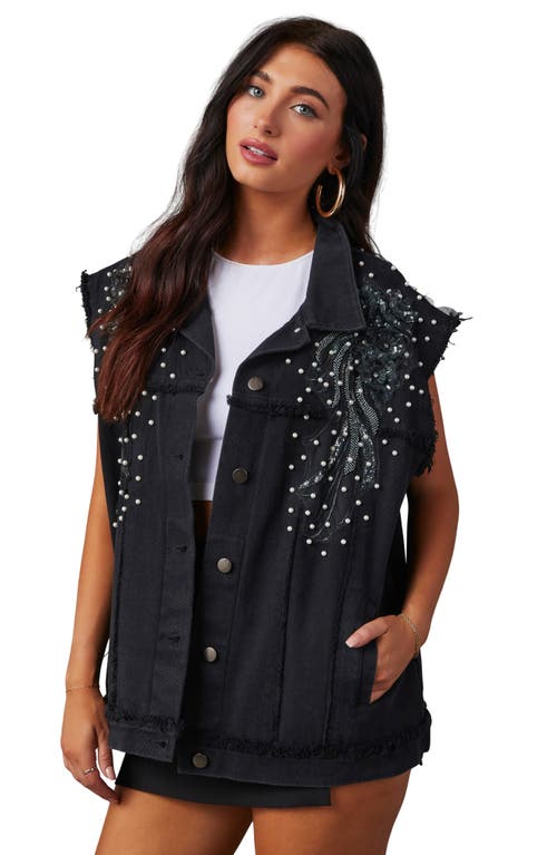 Shop Vici Collection Kearney Oversize Denim Vest In Black