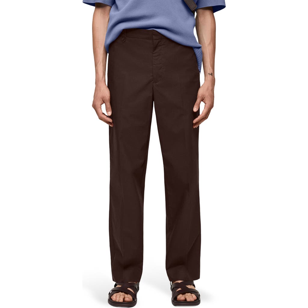 Mango Regular Fit Cotton Pants In Brown