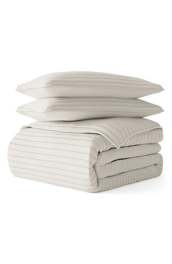 Homespun Stripe Stitch Quilt Set In Natural