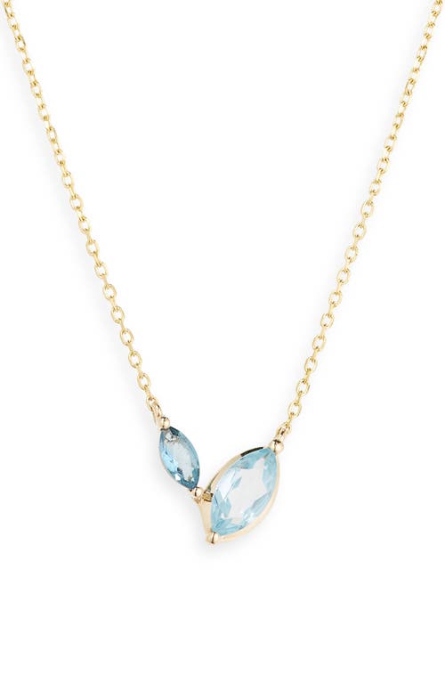 14K Gold Blue Topaz Pendant Necklace in Yellow Gold/Blue Topaz
