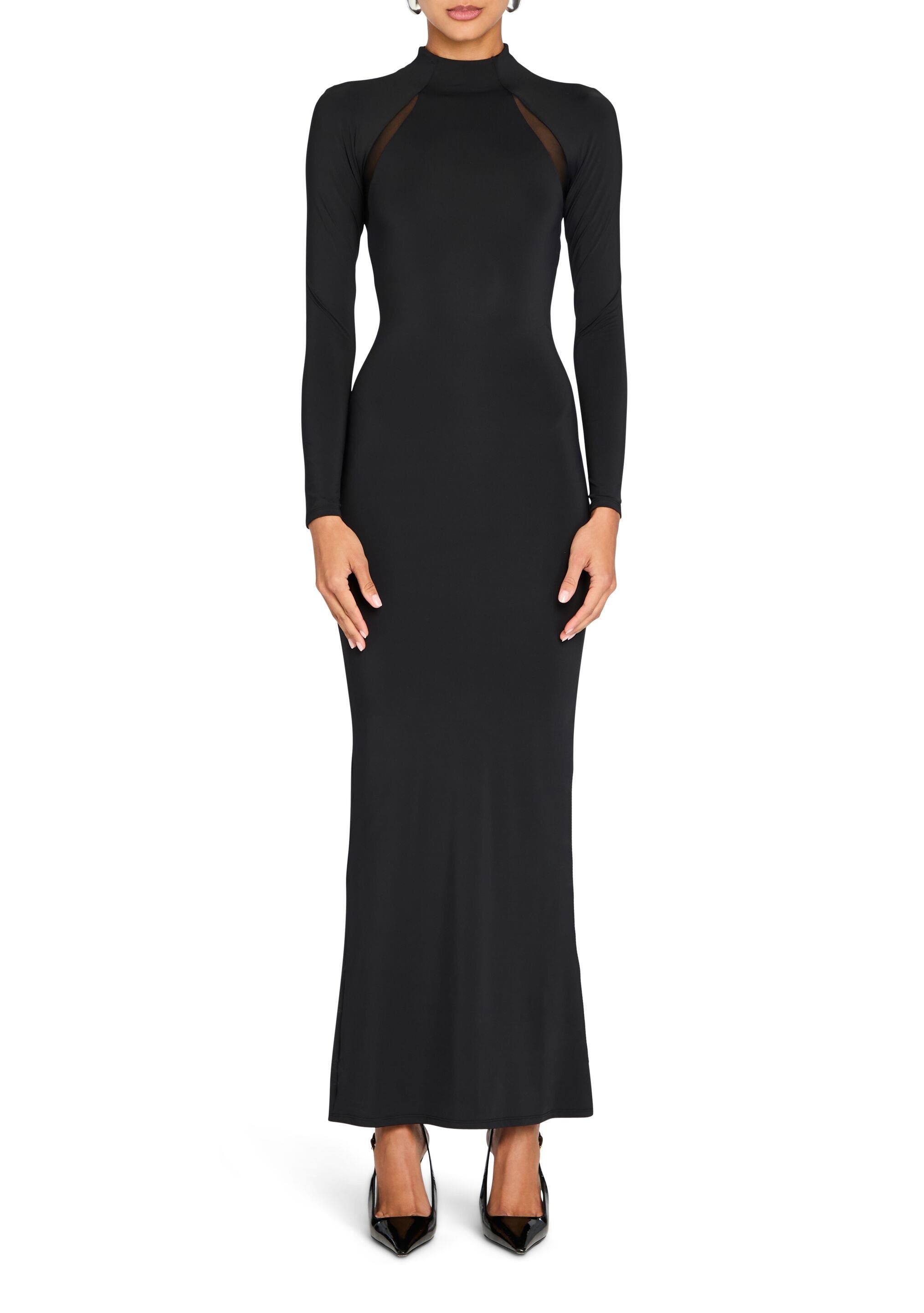 Ser.o.ya Krystal Maxi Dress With Mesh Paneling In Black