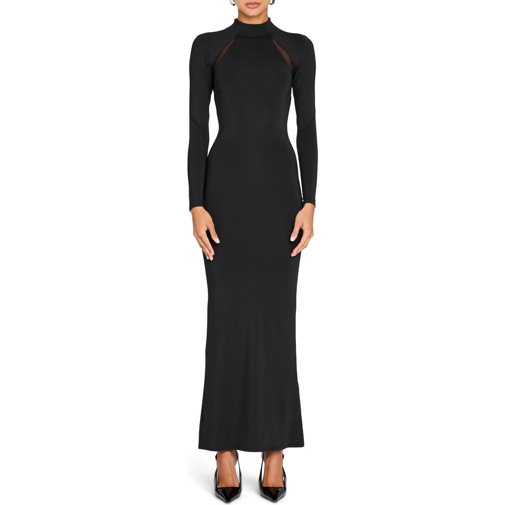 Ser.o.ya Krystal Maxi Dress With Mesh Paneling In Black