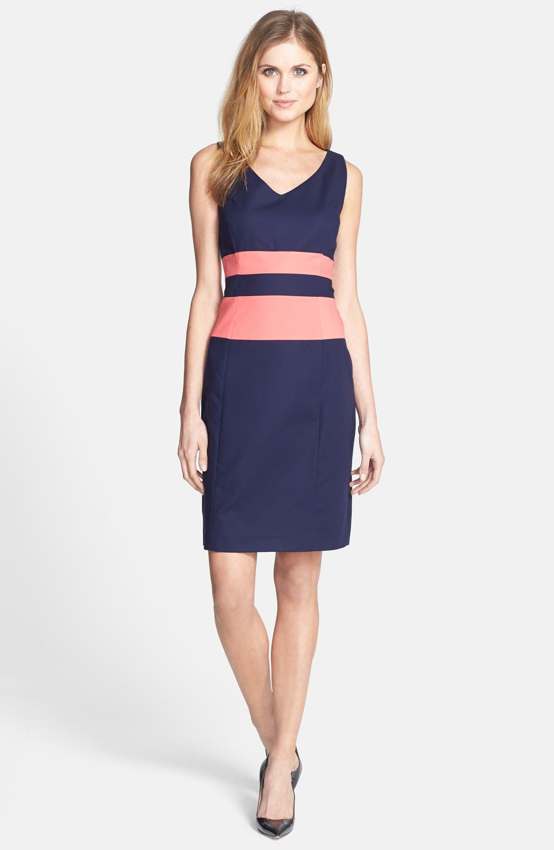 Anne Klein Colorblock VNeck Sheath Dress (Regular & Petite) Nordstrom