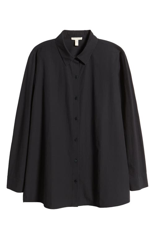 Eileen Fisher Button-down Poplin Shirt In Black