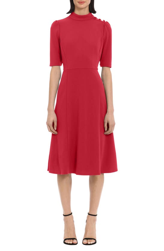 Donna Morgan For Maggy Mock Neck Fit & Flare Dress In Burgundy