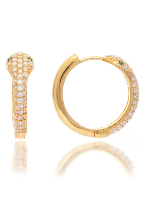 Rivka Friedman 18k Gold & Cubic Zirconia Snake Earrings In 18k Gold Clad/emerald Crystal