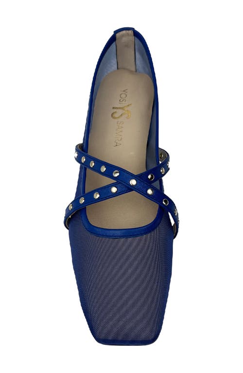 Shop Yosi Samra Chloe Square Toe Flat In Blue