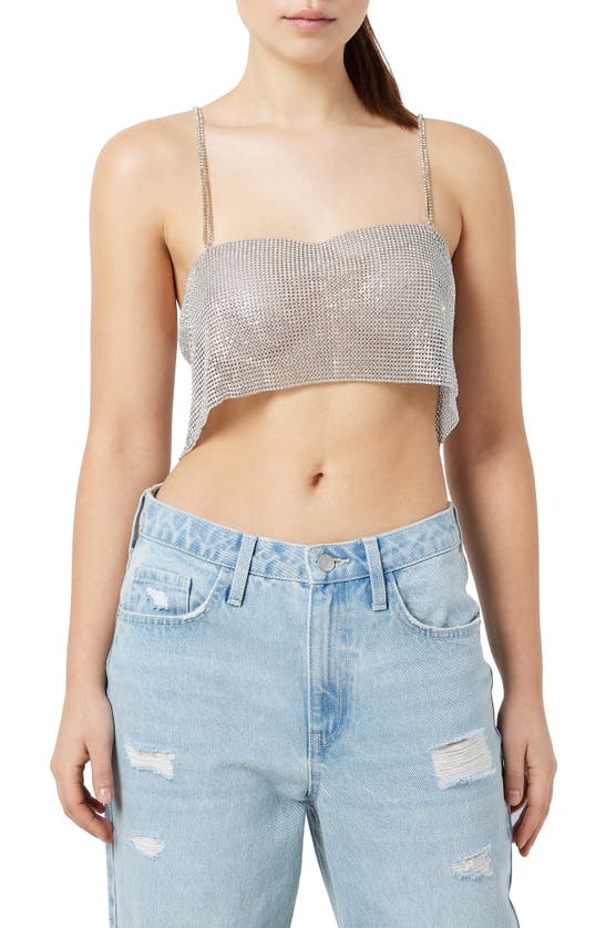 Shop Noisy May Olympia Metallic Crop Tank In Bright White Silver Stones