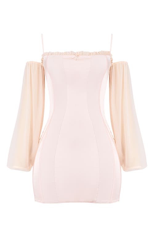 Mistress Rocks Cold Shoulder Long Sleeve Minidress Peach at Nordstrom,