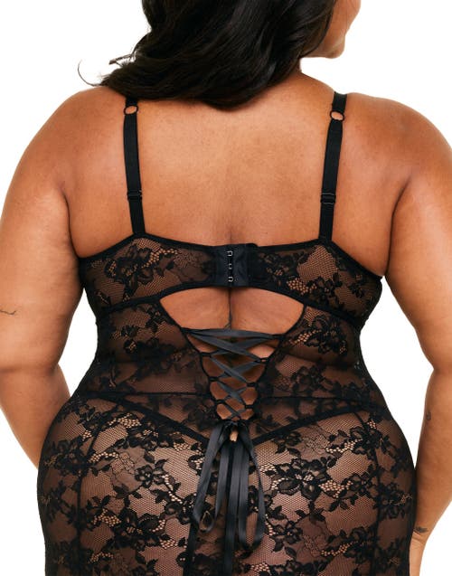 Adore Me Brielle Babydoll & G-string Set Lingerie In Black