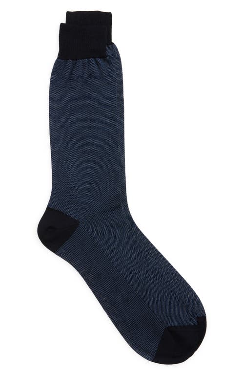 Shop Canali Bird's Eye Cotton Dress Socks In Blue