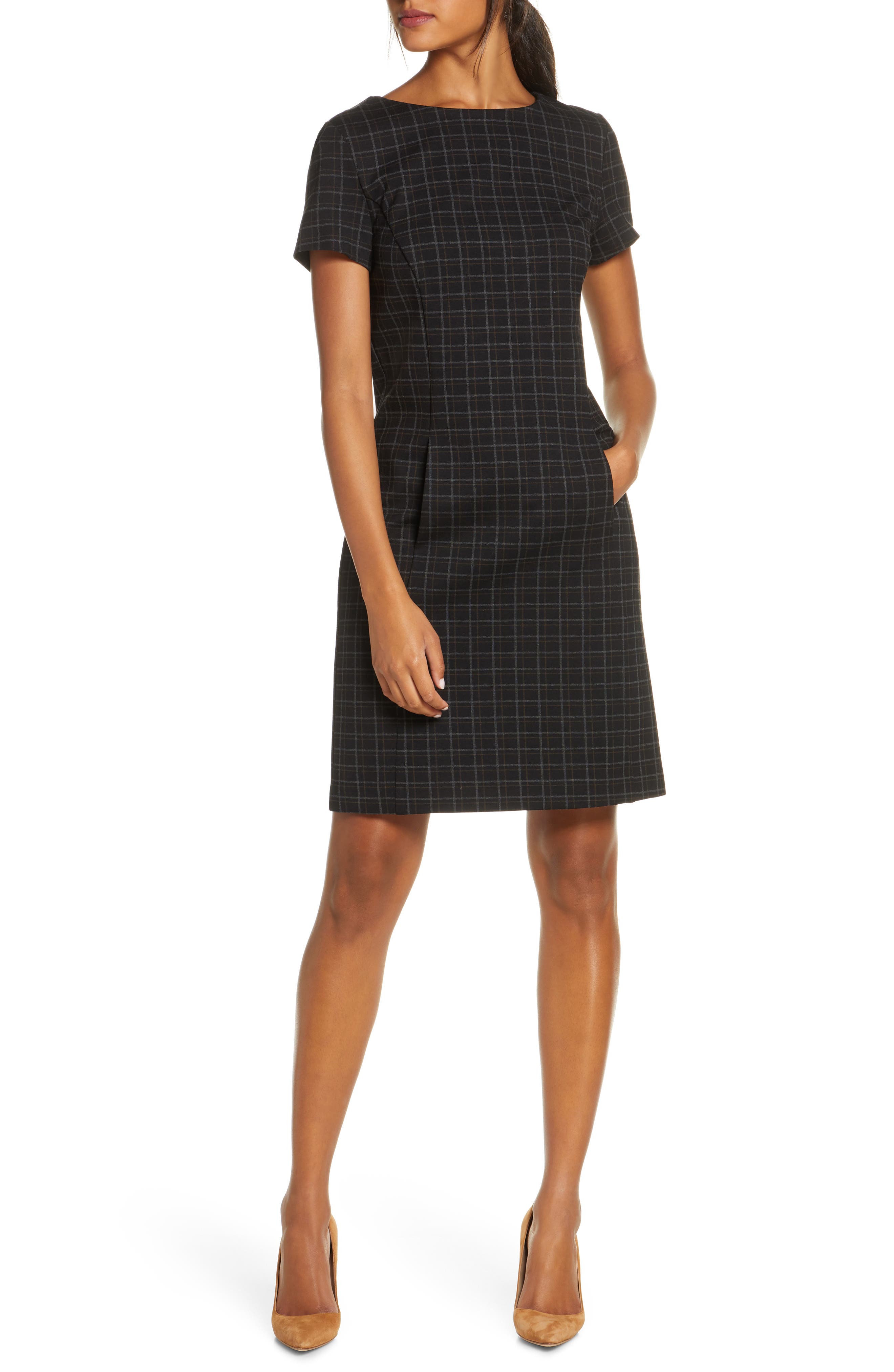 plaid shift dress