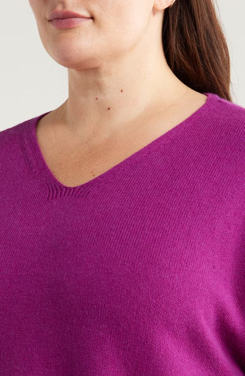 Shop Eileen Fisher V-neck Organic Cotton & Recycled Cashmere Blend Sweater In Berry Bloom