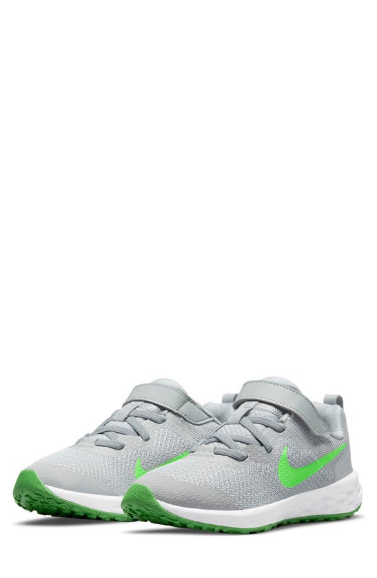 Nike Kids' Revolution Sneaker In Light Grey/ Green Strike