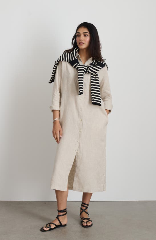 Alex Mill Long Sleeve Linen Midi Shirtdress In Neutral
