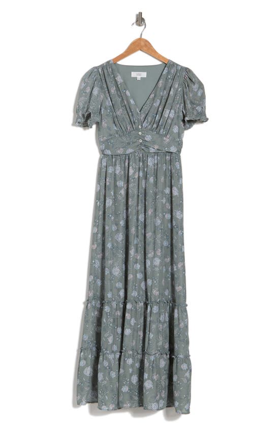 Lucky Brand Ruffle Tier Maxi Dress In Jade Floral
