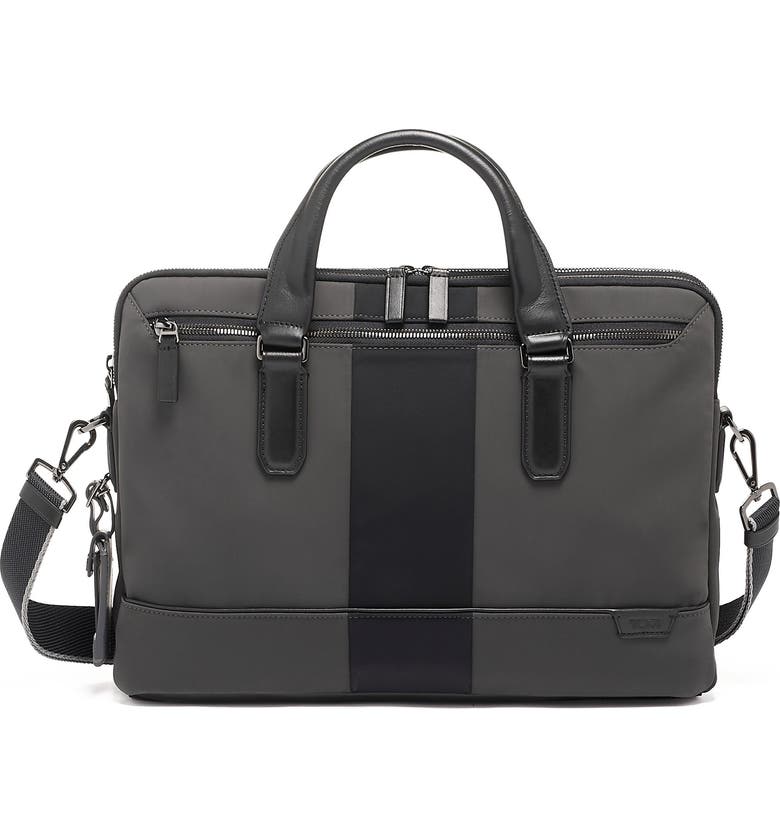 TUMI Sycamore Slim Nylon Briefcase, Main, color, GREY/ BLACK STRIPE