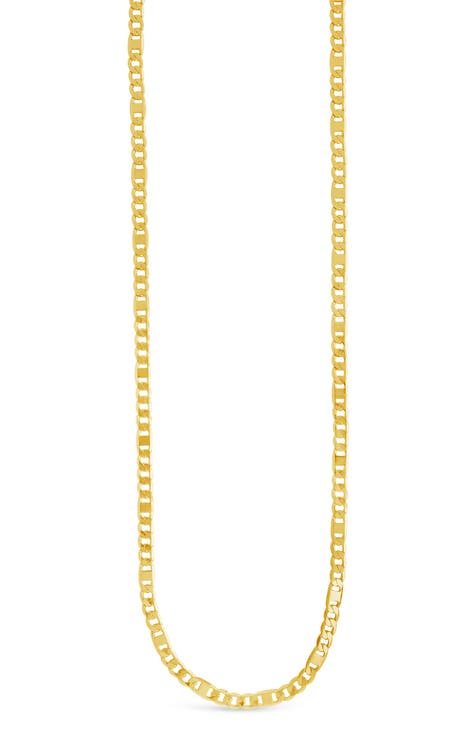14K Yellow Gold Plated Mixed Mariner Chain Necklace