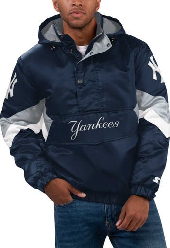 Men's Starter Navy New York Yankees Force Play II Half-Zip Hooded Jacket Size: Medium