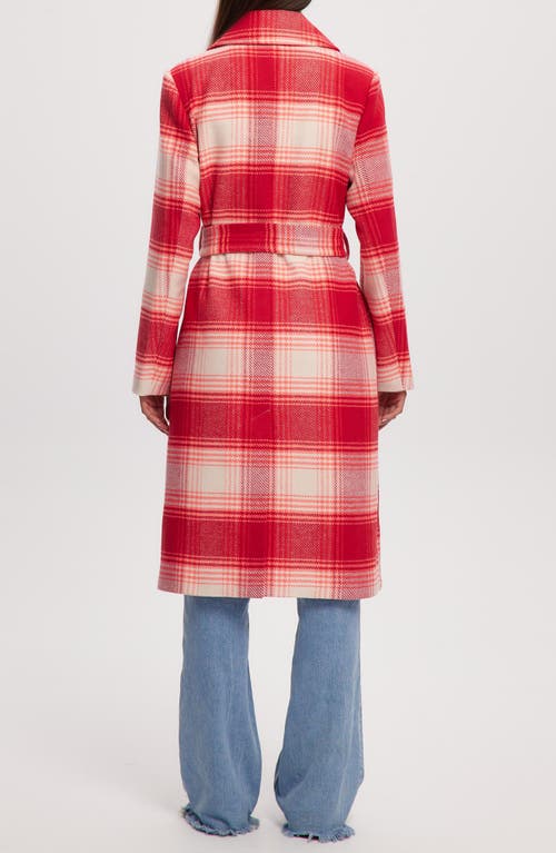 Noize Katja Vegan Wool Plaid Coat In Red Check