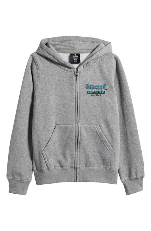 Shop Rip Curl Kids' Shred Until Dead Graphic Zip-up Hoodie In Grey Marle