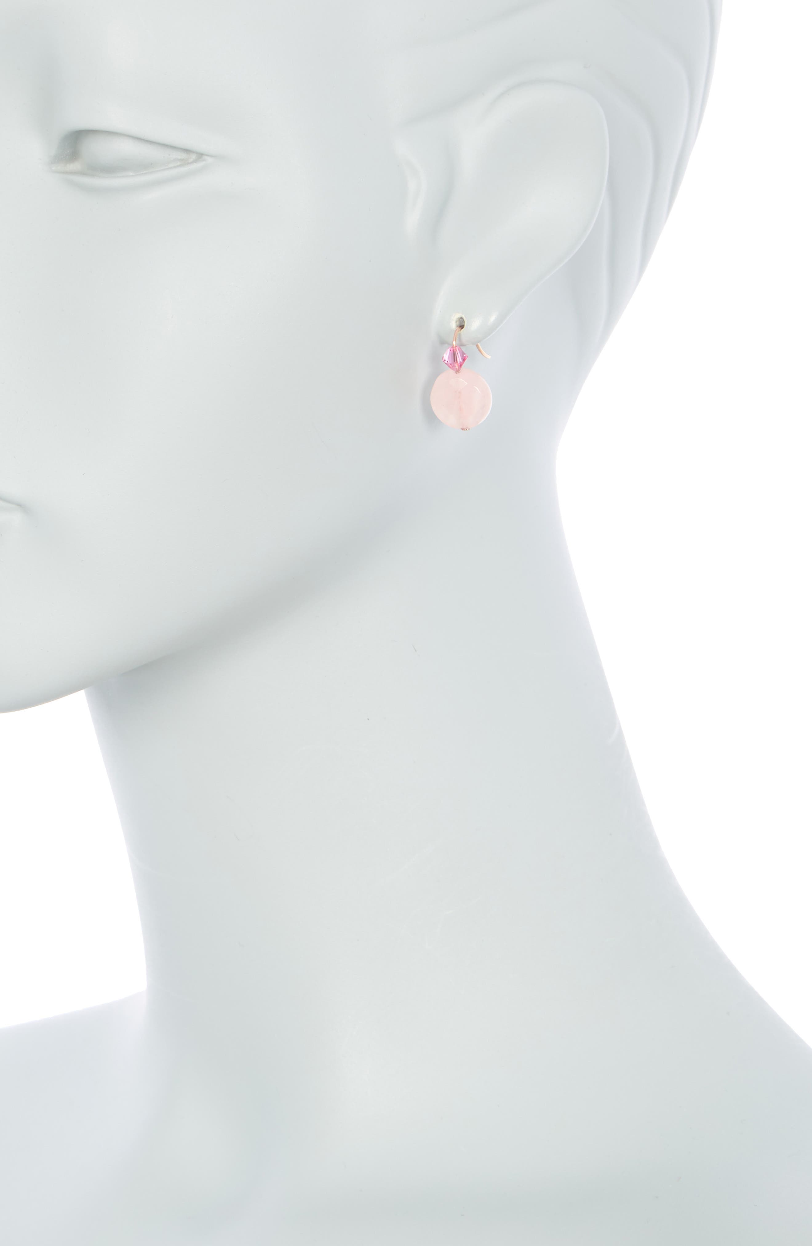 Alex And Ani Rose Quartz Gemstone Earrings In Rose Gld