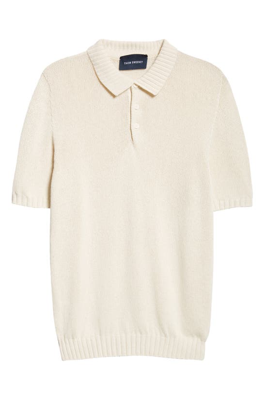 Shop Thom Sweeney Bourette Silk Polo Sweater In Off White