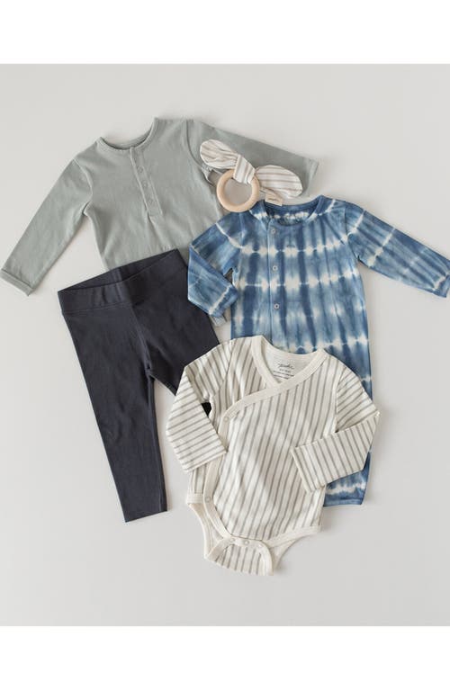 Shop Pehr Stripes Away Organic Cotton Wrap Bodysuit In Stripes Away Pebble Grey