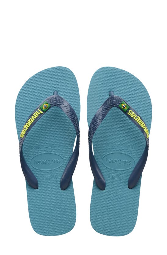 Havaianas Brazil Logo Flip Flop In Nautical Blue