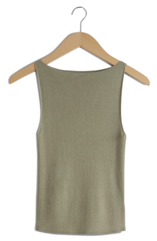 & Other Stories Nadine Sleeveless Rib Sweater Khaki Green Dusty Lichen at Nordstrom,