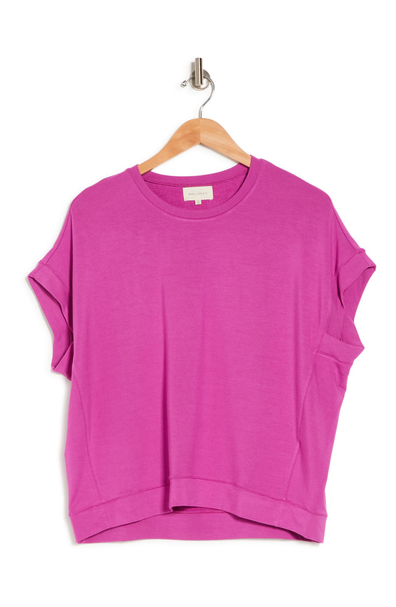 Melloday Solid Boxy Top In Magenta