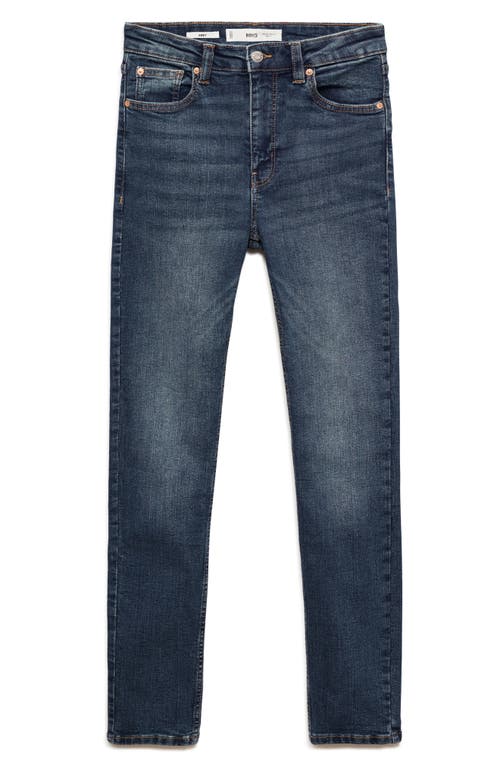 Shop Mango High Waist Skinny Jeans In Dark Blue