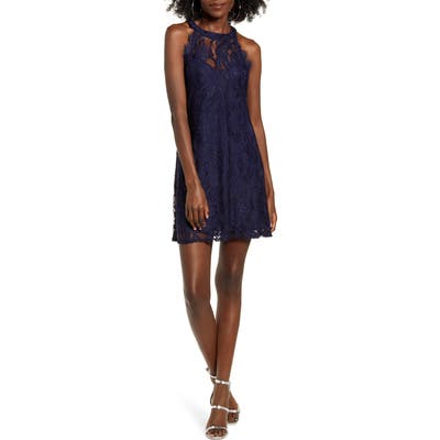 Speechless Sleeveless Lace Minidress, Blue