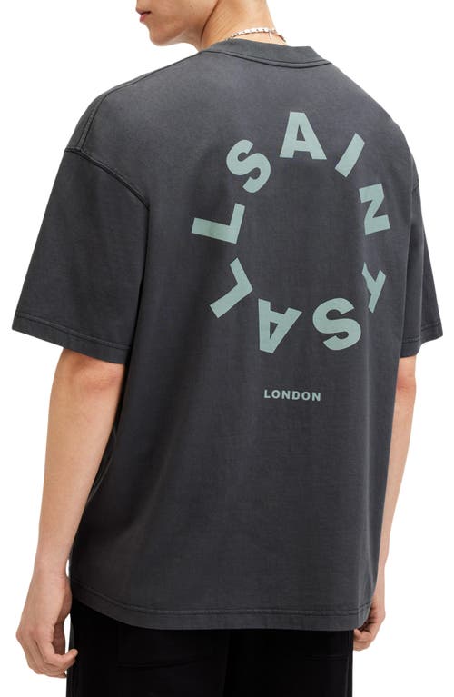 Shop Allsaints Tierra Cotton Graphic T-shirt In Jackson Blue