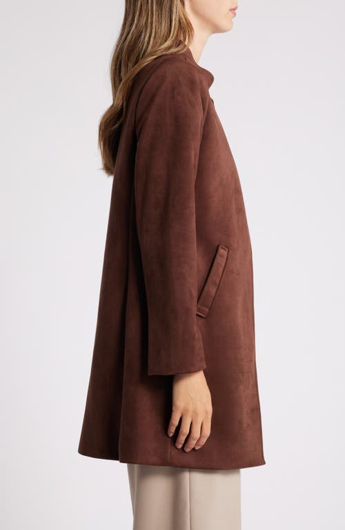 Shop Tahari Asl Faux Suede Long Jacket In Espresso