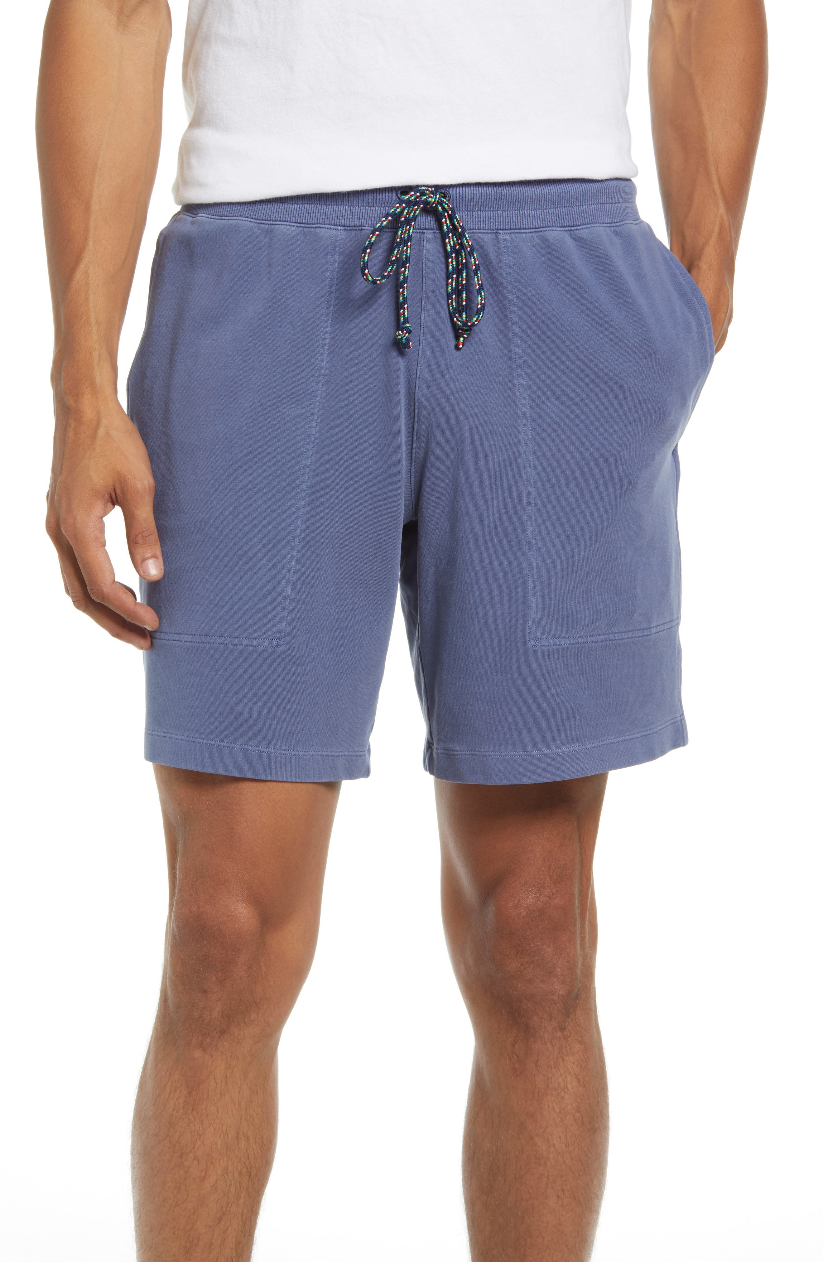 mens blue fleece shorts