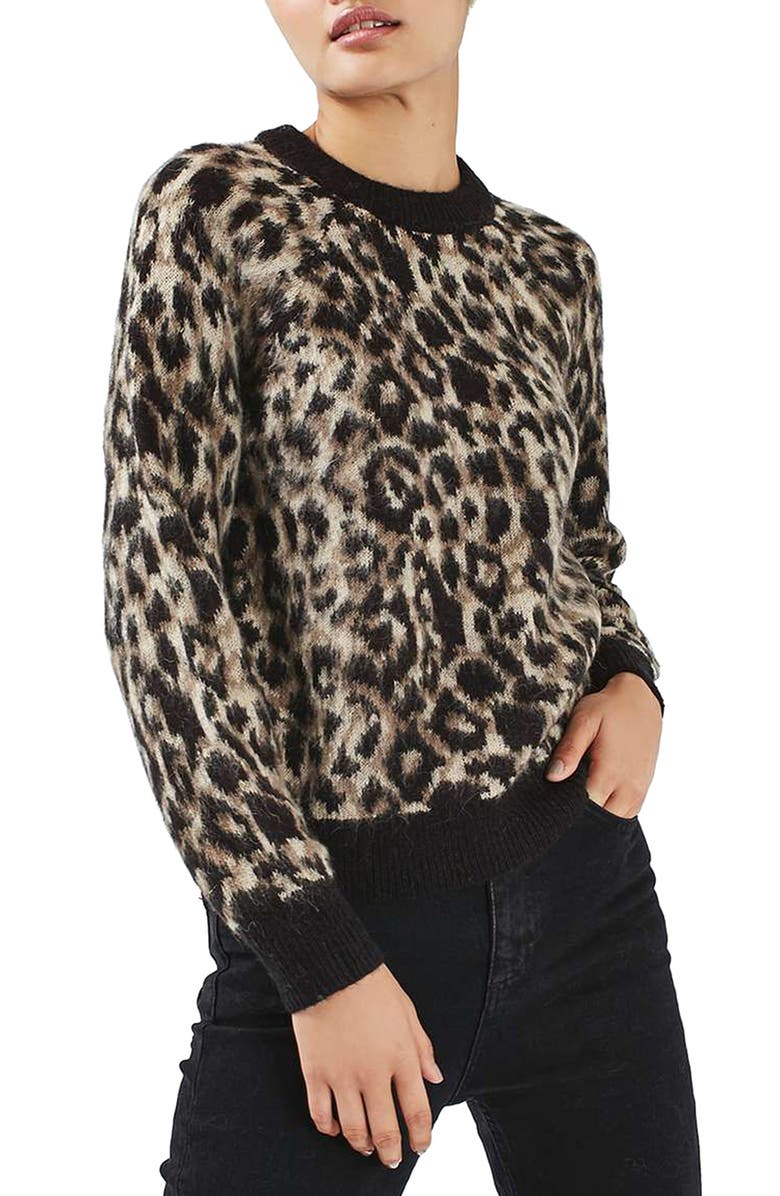 Topshop Fuzzy Leopard Sweater | Nordstrom