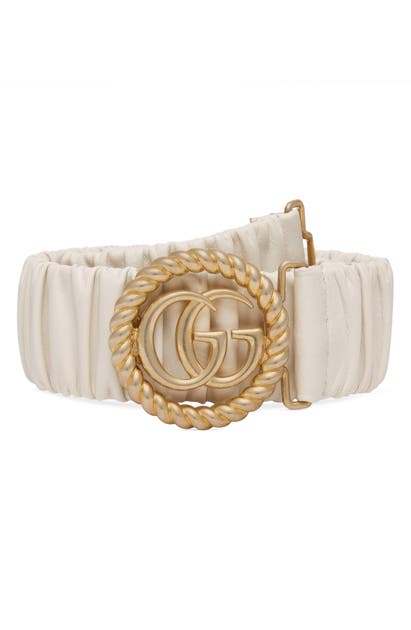 Click to view more detailed imagery on our partner's website Gucci Gg Marmont Elastic Leather Belt In Mystic White