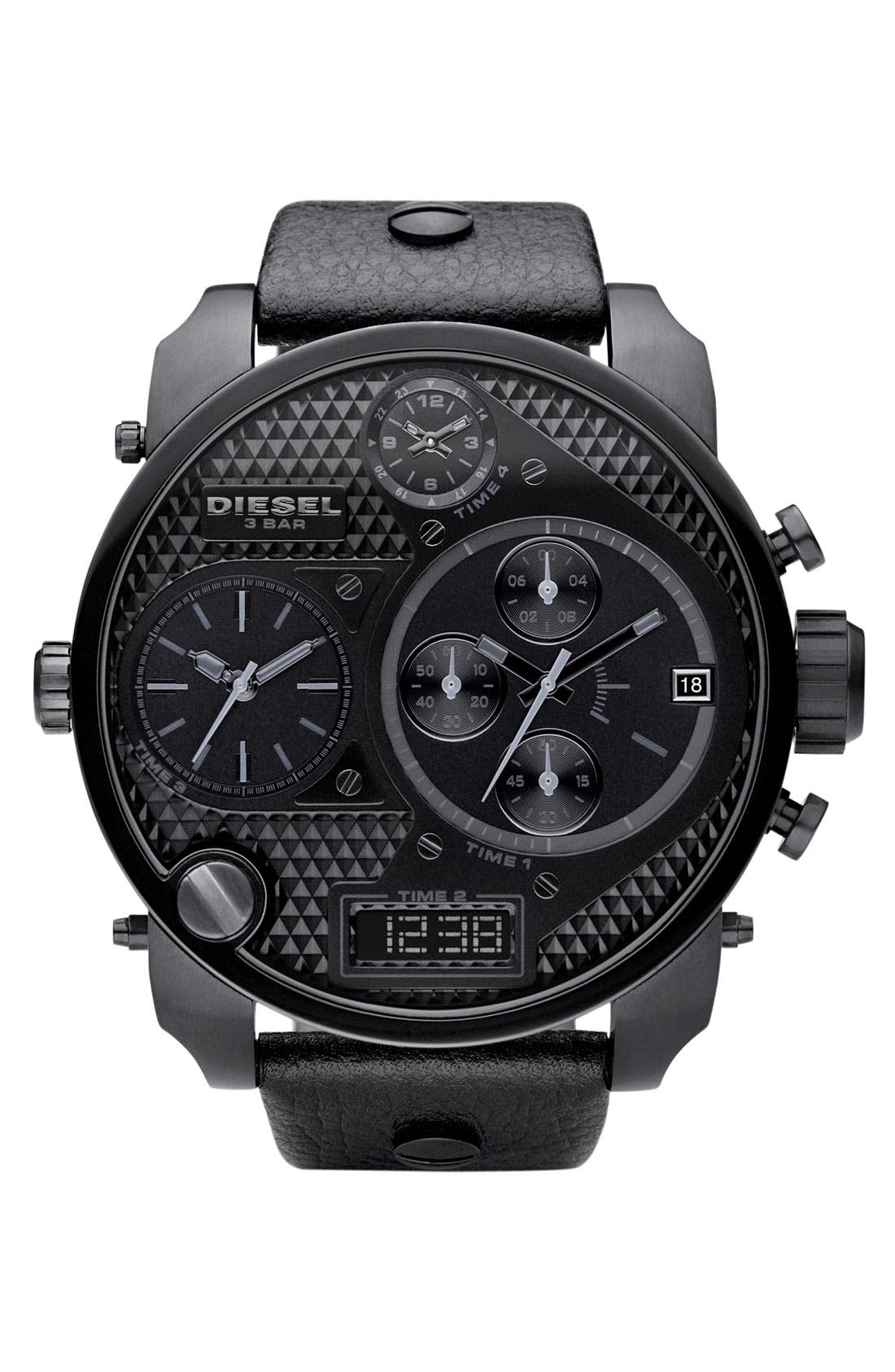 DIESEL<SUP>®</SUP>,
                                        'Mr. Daddy' Leather Strap Watch, 58mm,
                                        Main thumbnail 6, color,
                                        002