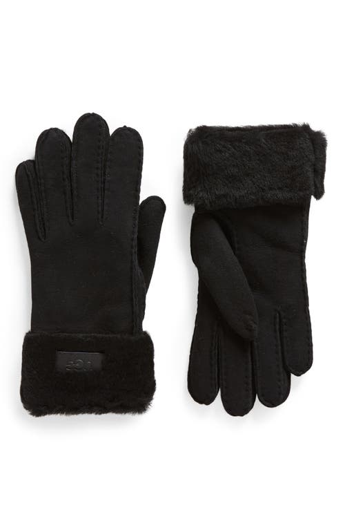 UGG(r) Genuine Shearling Turn Cuff Gloves in Black