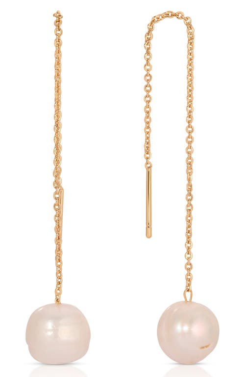 Shop Ettika Freshwater Pearl Threader Earrings In Gold