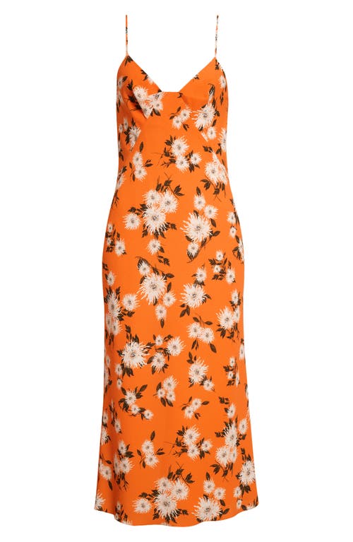 Shop Emilia Wickstead Amaris Dahlia Print Crepe Midi Dress In Small Dahlia Orange