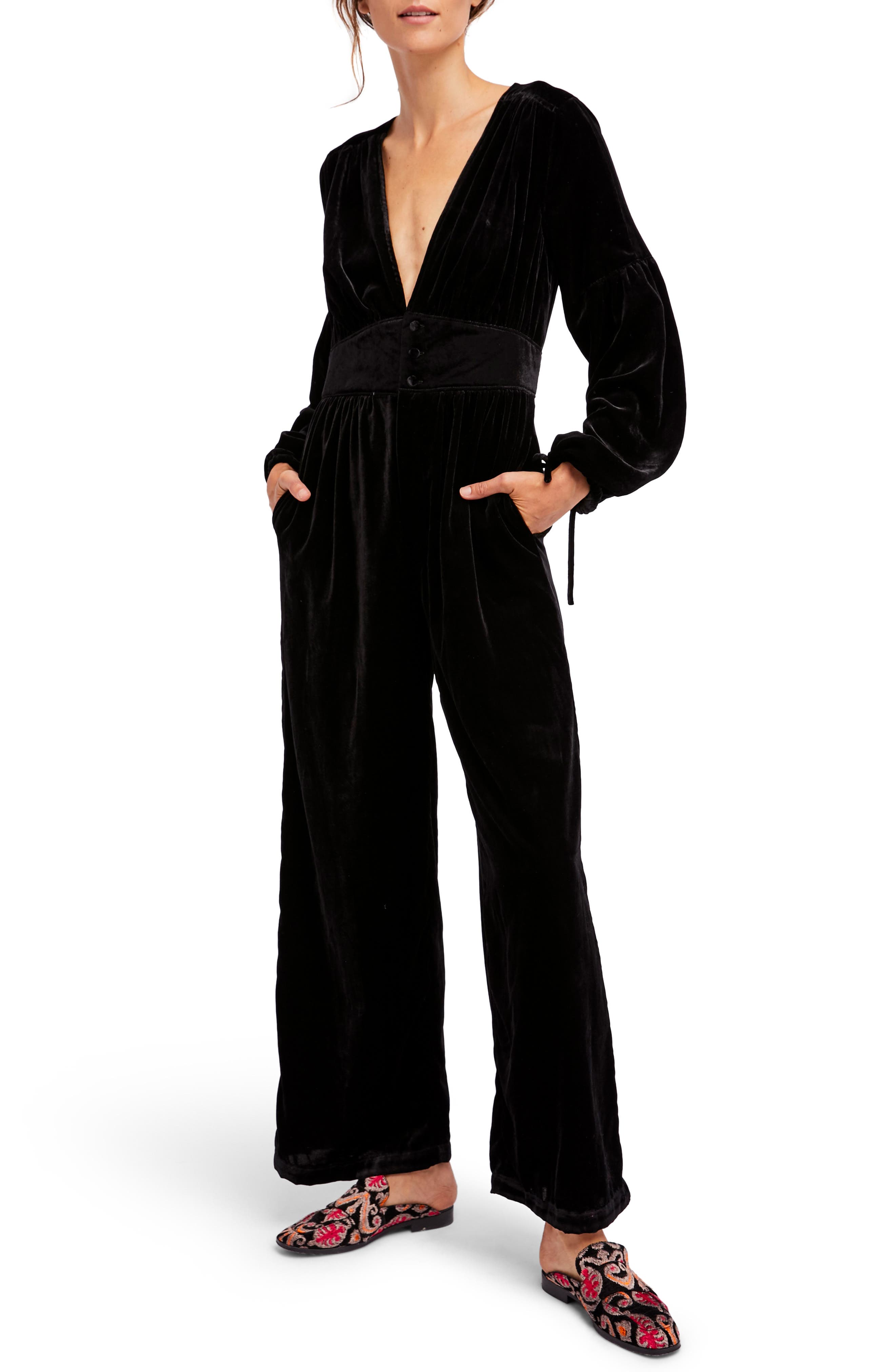 free people velvet jumpsuit