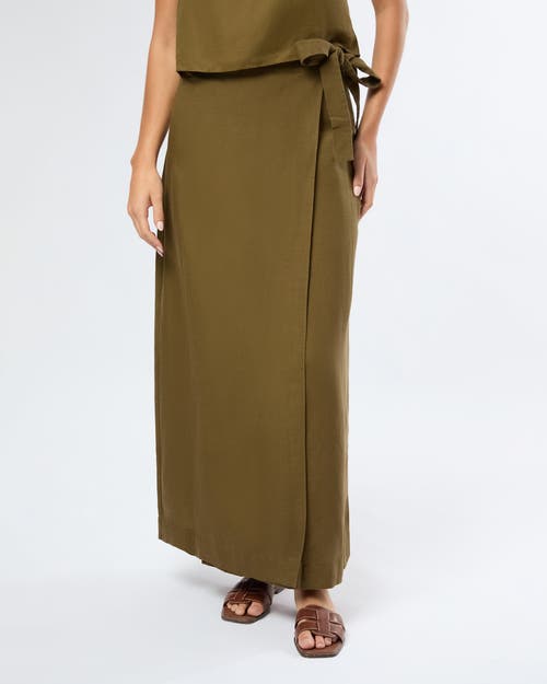 Shop Onia Air Linen Maxi Wrap Skirt In Olive