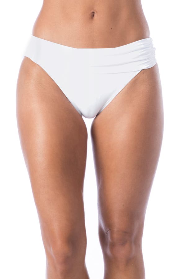 La Blanca Shirred Banded Hipster Bikini Bottoms In White