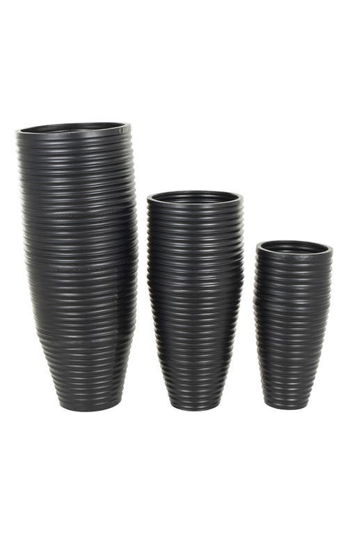 Vivian Lune Home Set Of 3 Metal Vases In Black