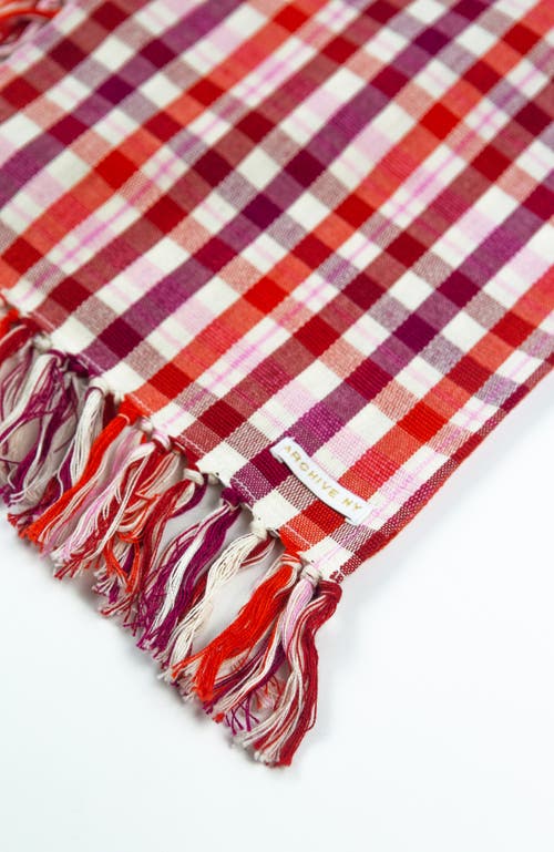 Shop Archive New York Festive Handwoven Plaid Cotton Kitchen Towel In Red